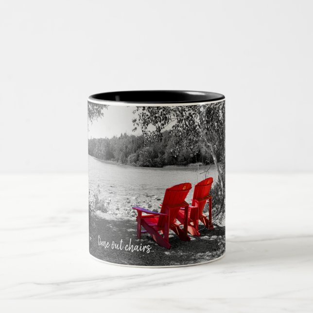 Anpassade (ditt namn är här) Timeout-ordförande... Två-Tonad Mugg (Center)