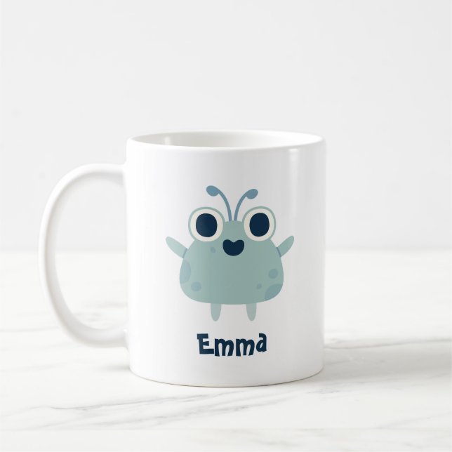 Anpassade ditt namn med Cute Monster Art Kaffemugg (Vänster)