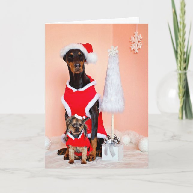 ANPASSADE DOGGY JULAFTON SANTA-KORT KORT (Framsida)