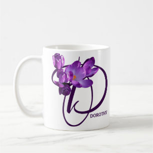 Anpassade Dorothy namn lila blommor hett boho Kaffemugg