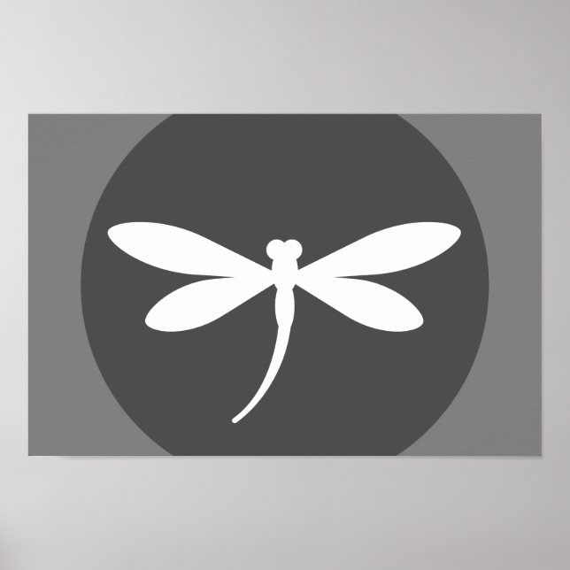 Anpassade Dragonfly Färg med Grått BG-design Poster (Framsidan)