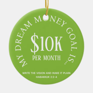 Anpassade Dream Money Financial Goal Vision Julgransprydnad Keramik