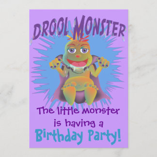 Anpassade Drool Monster-födelsedagsinbjudningar Inbjudningar