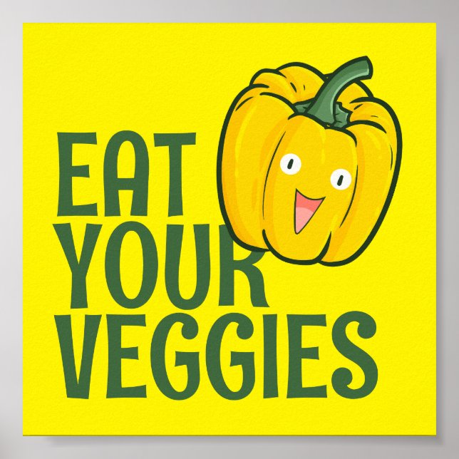Anpassade Eat Your Veggies - Bell Pepper-version Poster (Framsidan)