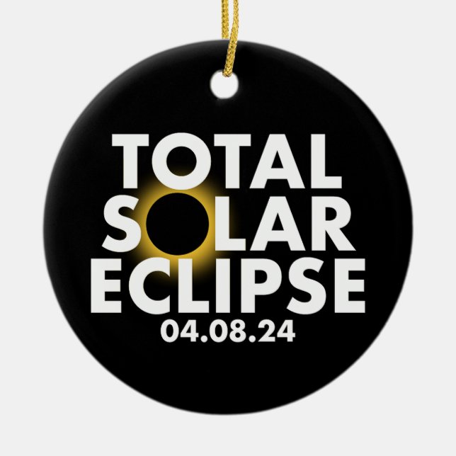 Anpassade Eclipse 2024 Julgransprydnad Keramik (Framsidan)