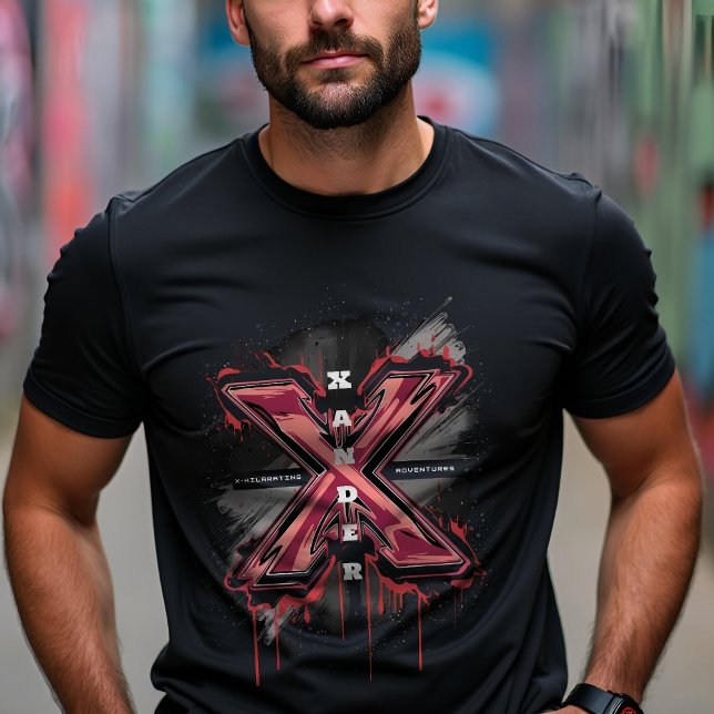 Anpassade Edgy Graffiti Monogram Brev ’X’ T Shirt (Skapare uppladdad)