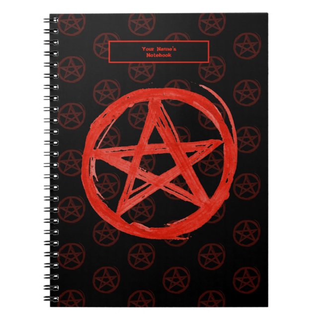 Anpassade Edgy Red Scratchy Pentagram Anteckningsbok (Framsidan)