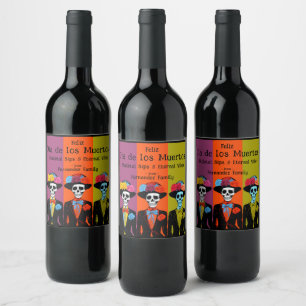 💀 Anpassade Einternal Elixir Dia de Muertos Vinflaska Etikett