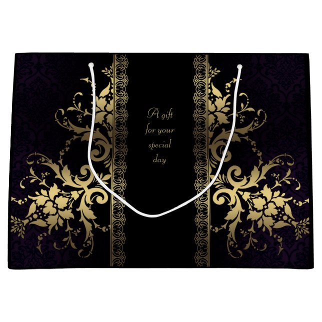 Anpassade Elegant Black och Guld Gift Bag (Framsidan)