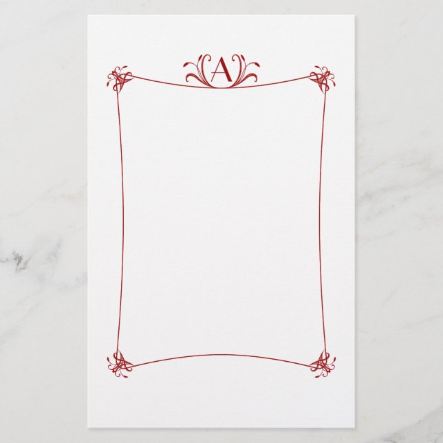 Anpassade Elegant Gräns med monogram Brevpapper (Framsida)