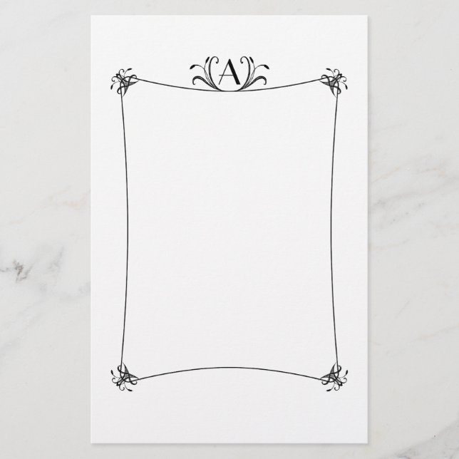 Anpassade Elegant Gräns med monogram Brevpapper (Framsida)