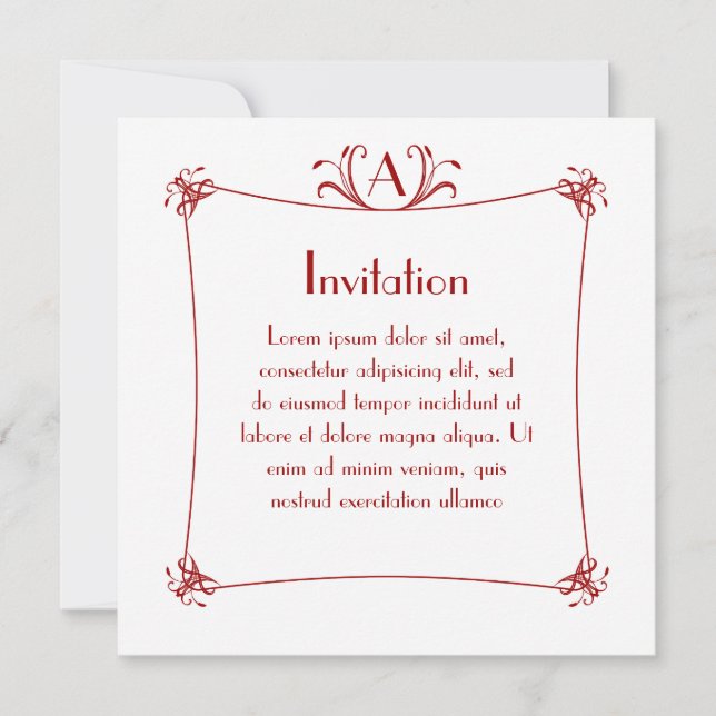 Anpassade Elegant Gräns med monogram Inbjudningar (Framsida)