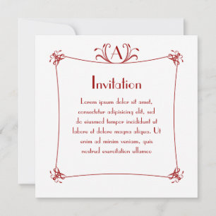 Anpassade Elegant Gräns med monogram Inbjudningar