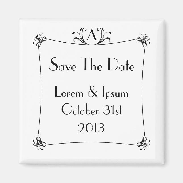 Anpassade Elegant Gräns med monogram Magnet (Framsidan)