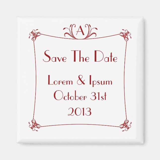 Anpassade Elegant Gräns med monogram Magnet (Framsidan)