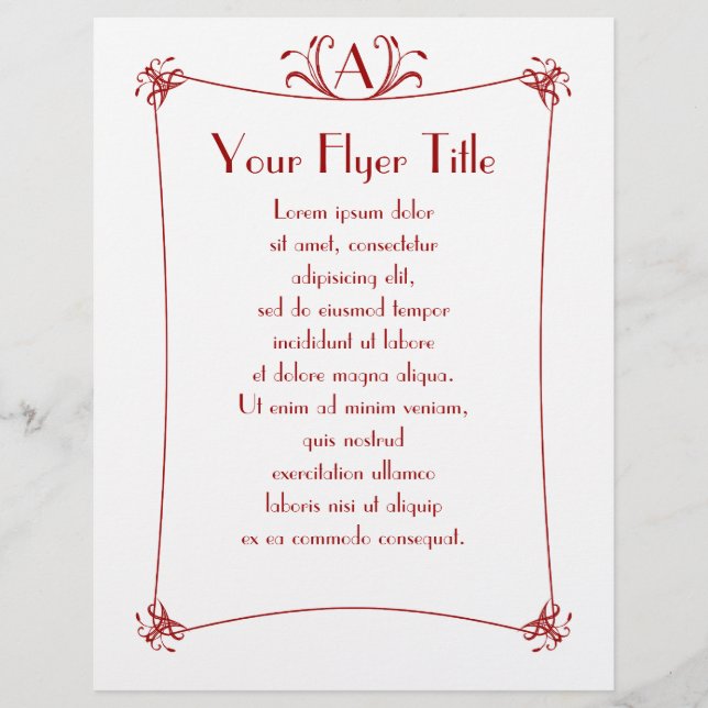 Anpassade Elegant Gräns med monogram Reklamblad (Framsidan)