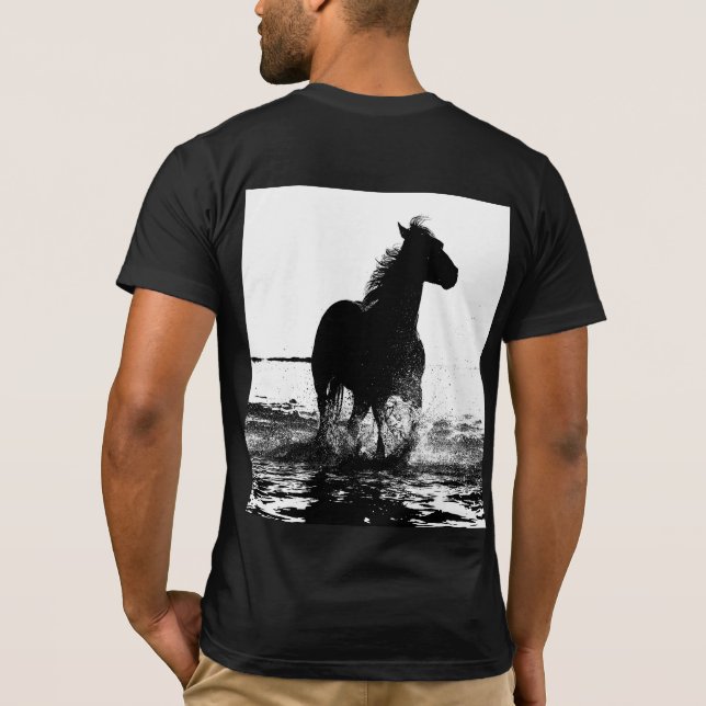 Anpassade Elegant Modern Running Horse Pop Art T Shirt (Baksida)