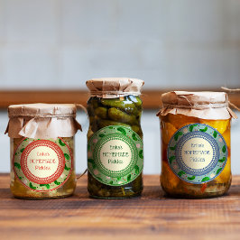 Anpassade Elegant Rustic Cute Homemade Pickles Klistermärke