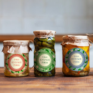 Anpassade Elegant Rustic Cute Homemade Pickles Klistermärke