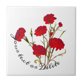 Anpassade Elegant Vintage Blommigt Red Carnation Kakelplatta