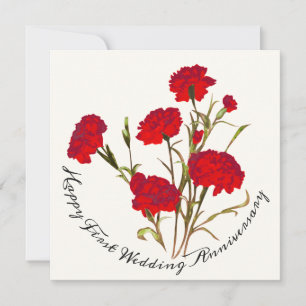 Anpassade Elegant Vintage Blommigt Red Carnation Kort