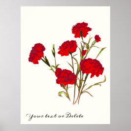 Anpassade Elegant Vintage Blommigt Red Carnation Poster