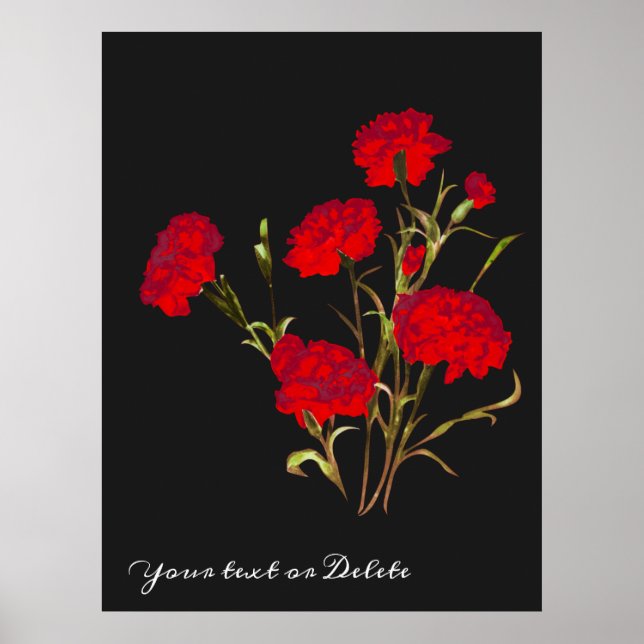 Anpassade Elegant Vintage Blommigt Red Carnation Poster (Framsidan)