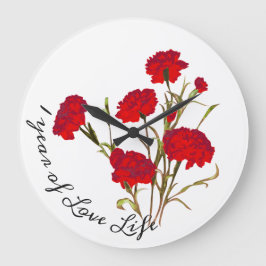 Anpassade Elegant Vintage Blommigt Red Carnation Stor Klocka