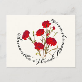 Anpassade Elegant Vintage Blommigt Red Carnation Vykort