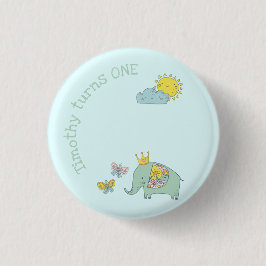 Anpassade Elephant and Butterflies Birthday Knapp