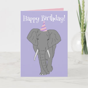 Anpassade Elephant Birthday Kort
