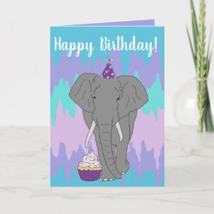 Anpassade Elephant Birthday Kort