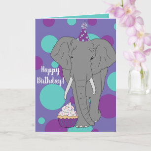 Anpassade Elephant Birthday Kort