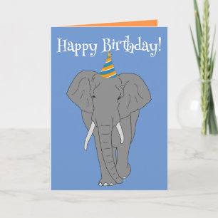 Anpassade Elephant Birthday Kort
