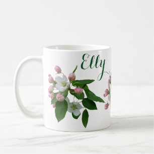 Anpassade Elly namn söt rosa blommar blommigt Kaffemugg