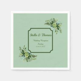 Anpassade Emerald Grönt Flowers Bröllop Napkins Pappersservett
