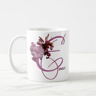Anpassade Emily namn rosa ros-blommor vintage Kaffemugg