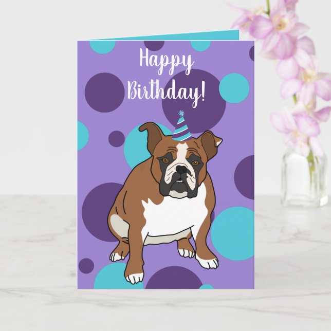 Anpassade English Bulldog Birthday Kort (Orkide)