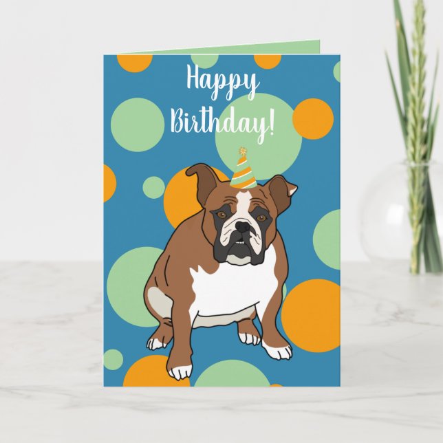 Anpassade English Bulldog Birthday Kort (Framsida)