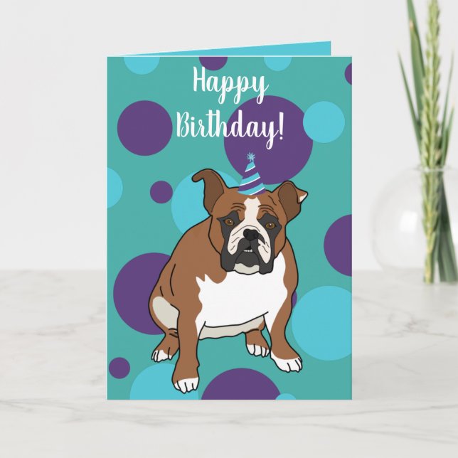 Anpassade English Bulldog Birthday Kort (Framsida)