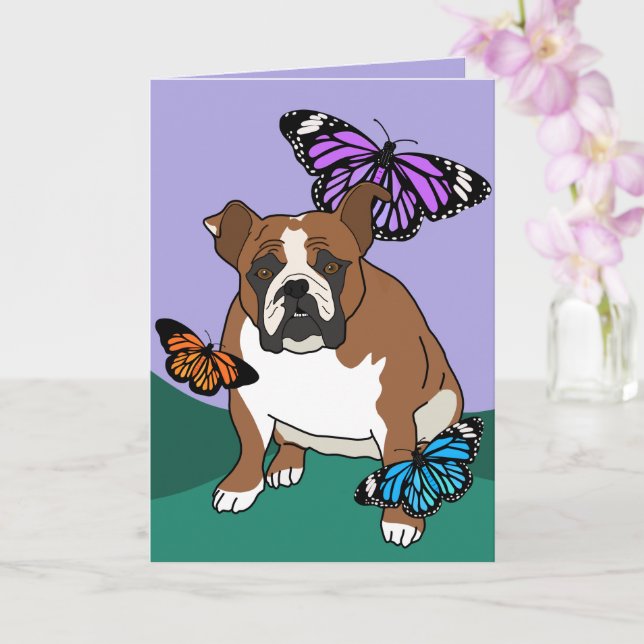 Anpassade English Bulldog Card Kort (Orkide)