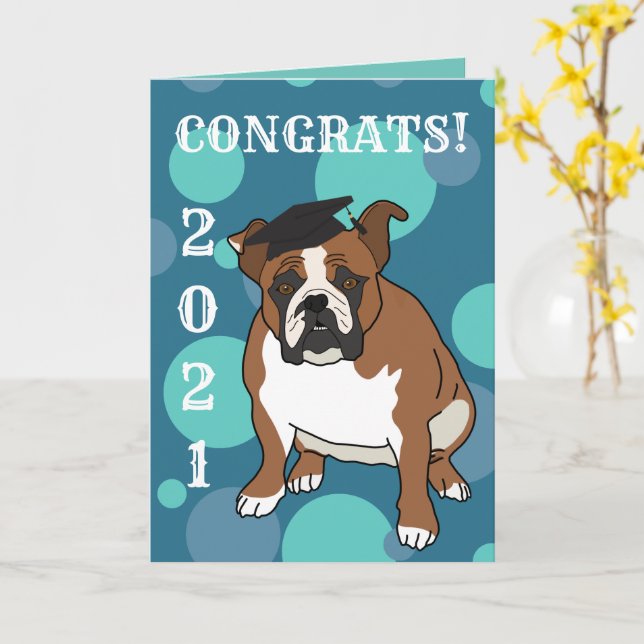 Anpassade English Bulldog Card Kort (Gul blomma)