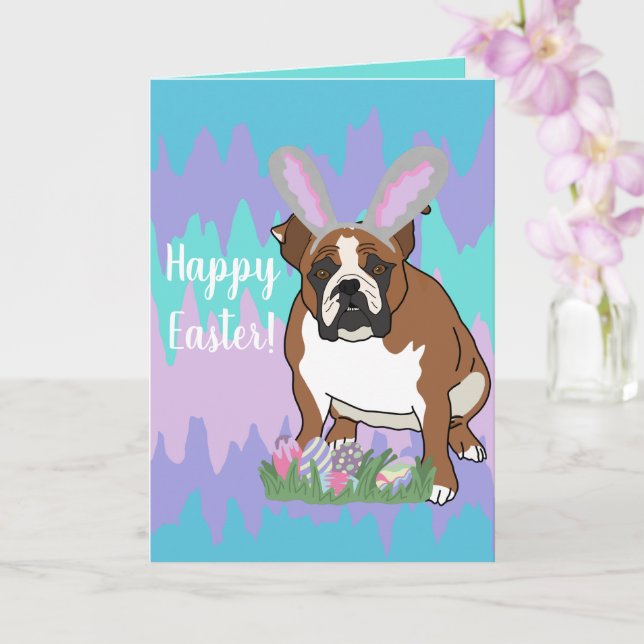 Anpassade English Bulldog Påsk Kort (Orkide)