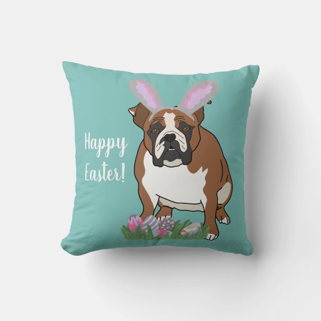 Anpassade English Bulldog Påsk Kudde (Framsida)