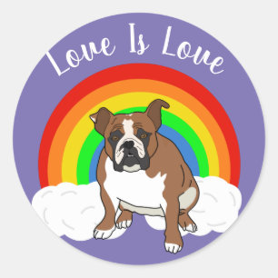 Anpassade English Bulldog Pride Rainbow Runt Klistermärke