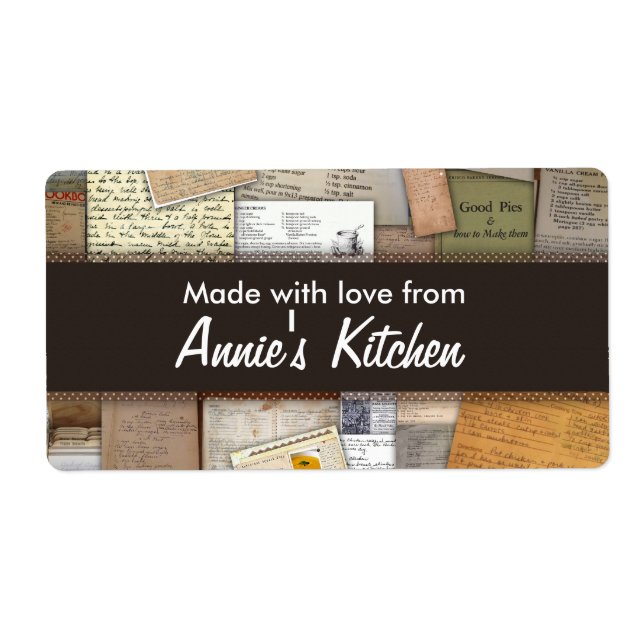 Anpassade-etikett för hemgjorda recept fraktsedel (Framsidan)