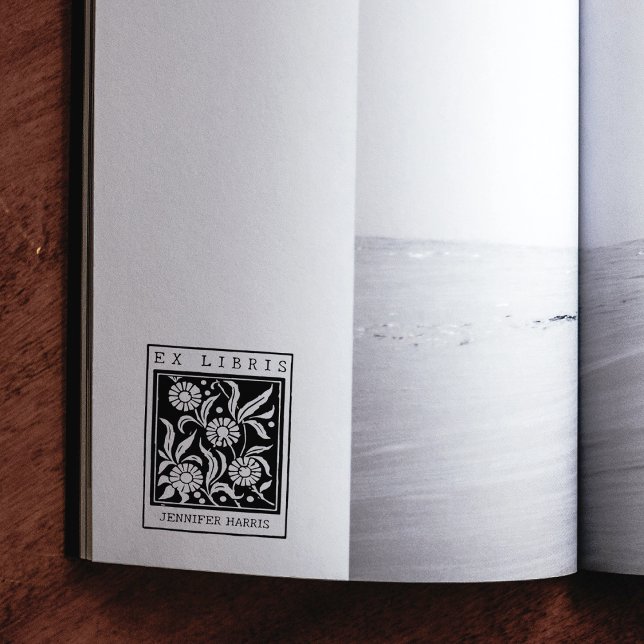 Anpassade exlibris bibliotekböcker med vintageblom stämpel (Skapare uppladdad)