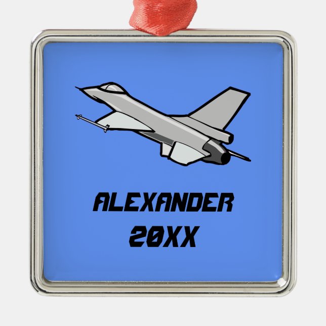 Anpassade F16: Bekämpning av falskt mönster Julgransprydnad Metall (Framsidan)