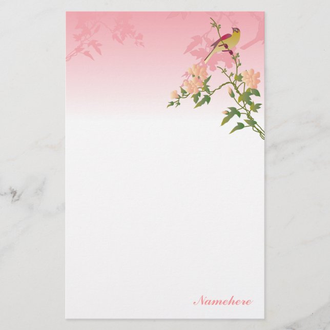 Anpassade: Fågel på den kinesiska blommar Brevpapper (Framsida)