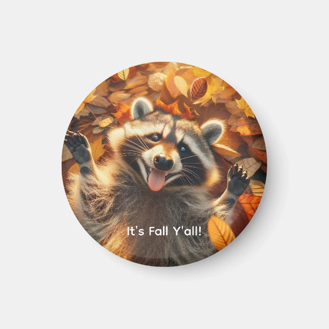 Anpassade Fall Fånig Raccoon Magnet (Framsidan)